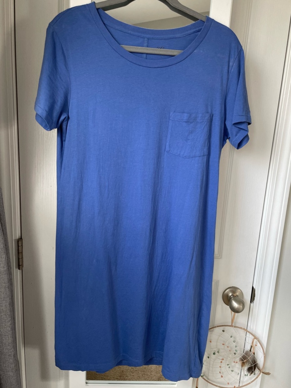 J. Crew Classic Blue Pocket T-Shirt Mini Dress